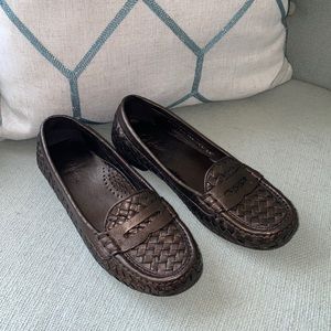 Cole Haan Metallic Brown Air Mattie Woven Leather Flat Moccasins